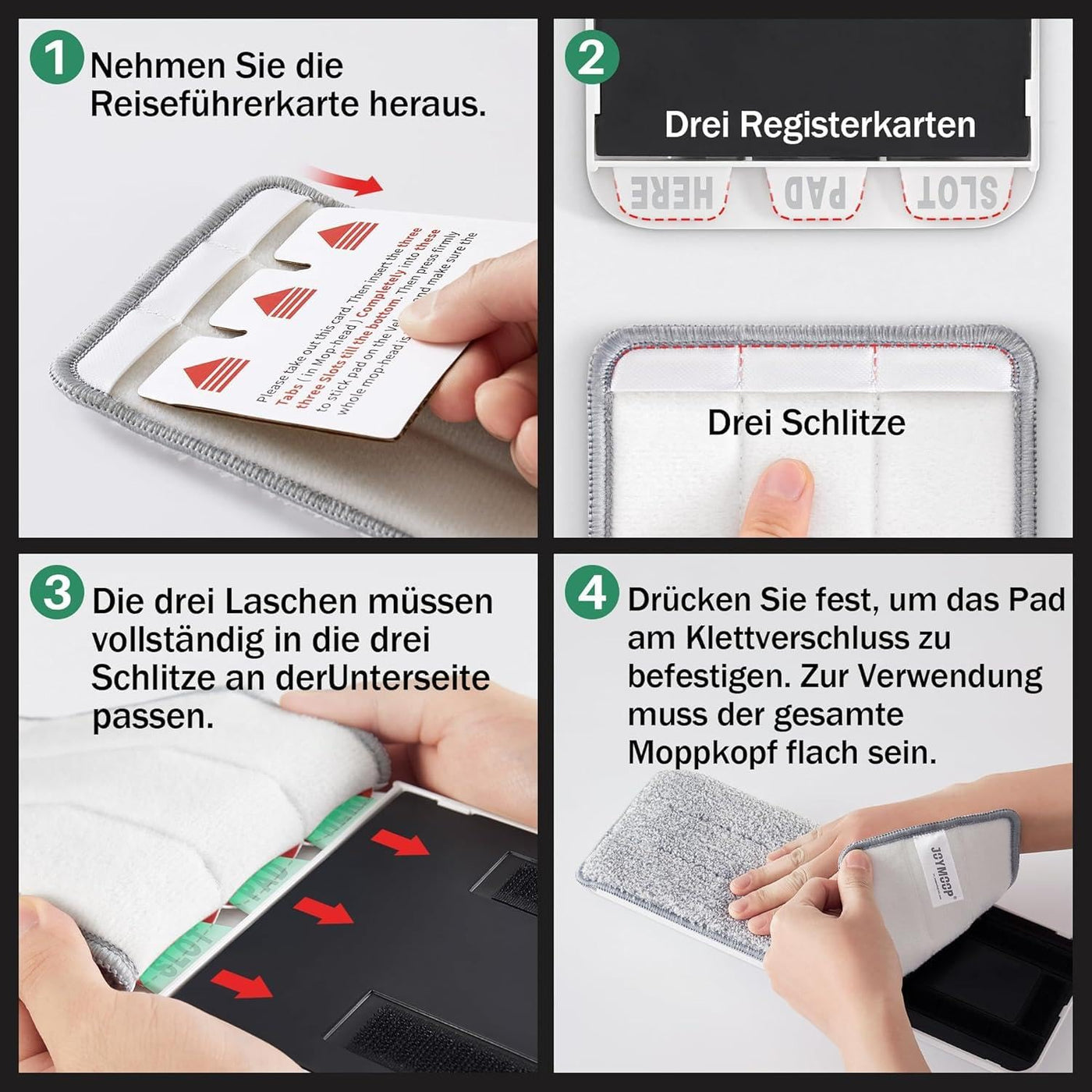 JOYMOOP Wischmopp und Eimer mit Auswringer-Set, freihändiger Flacher Bodenwischer und Eimer, mit 3 waschbaren Mikrofaser-Pads, Nass- und Trockengebrauch, Bodenreinigungssystem