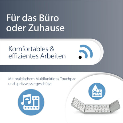MediaRange kompakte Funk-Tastatur mit 63 Tasten und Touchpad, QWERTZ (DE/AT/CH) Tastaturbelegung, silber