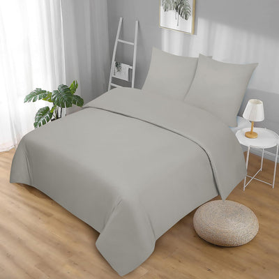 Softex Royal Baumwolle Bettwäsche 135x200 cm, 2 teiliges Bettwäsche Set, 2er Set mit 1 Kissenbezug 80x80 cm, Öko-Tex Bettwäsche Hellgrau, mit YKK Reißverschluss