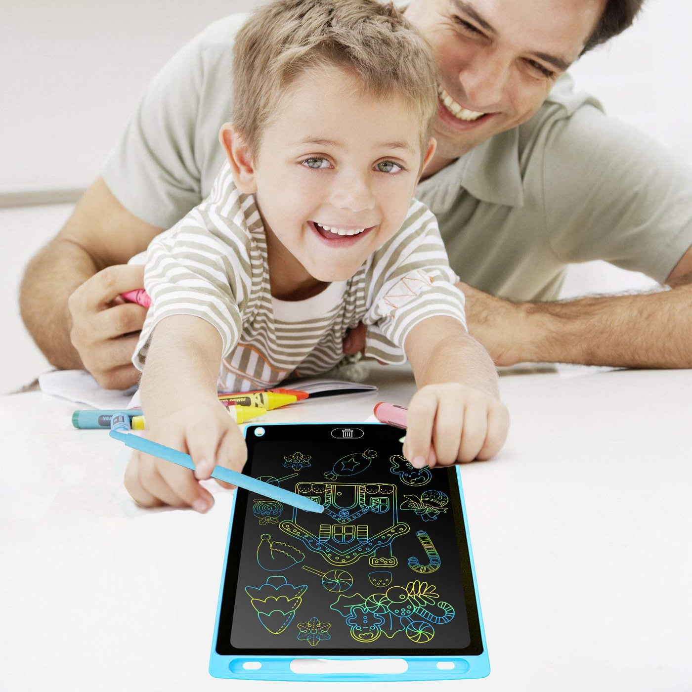 TEWWCEO LCD Schreibtafel 2 Pack,12 Zoll Bunte Bildschirm Schreibtablett,LCD Elektronische Maltafel für Kinder,löschbarem Handschrift Block,mit Abschließbar Löschen-Taste,Kinderspielzeug ab 3 Jahre