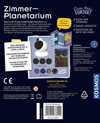 KOSMOS 676902 Zimmer Planetarium Projektor mit 2 auswechselbaren Sternkarten, spannende Infos zum Sternenhimmel, Sonnensystem, Planeten, Astronomie für Kinder ab 8 Jahre