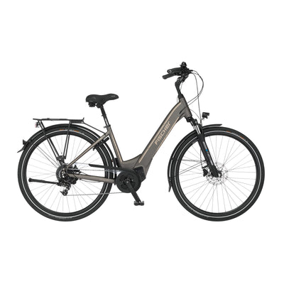 Fischer E-Bike City, CITA 6.0i Elektrofahrrad für Damen und Herren, RH 44 cm, Mittelmotor 50 Nm, 36 V Akku im Rahmen, Platingrau matt, 28 Zoll