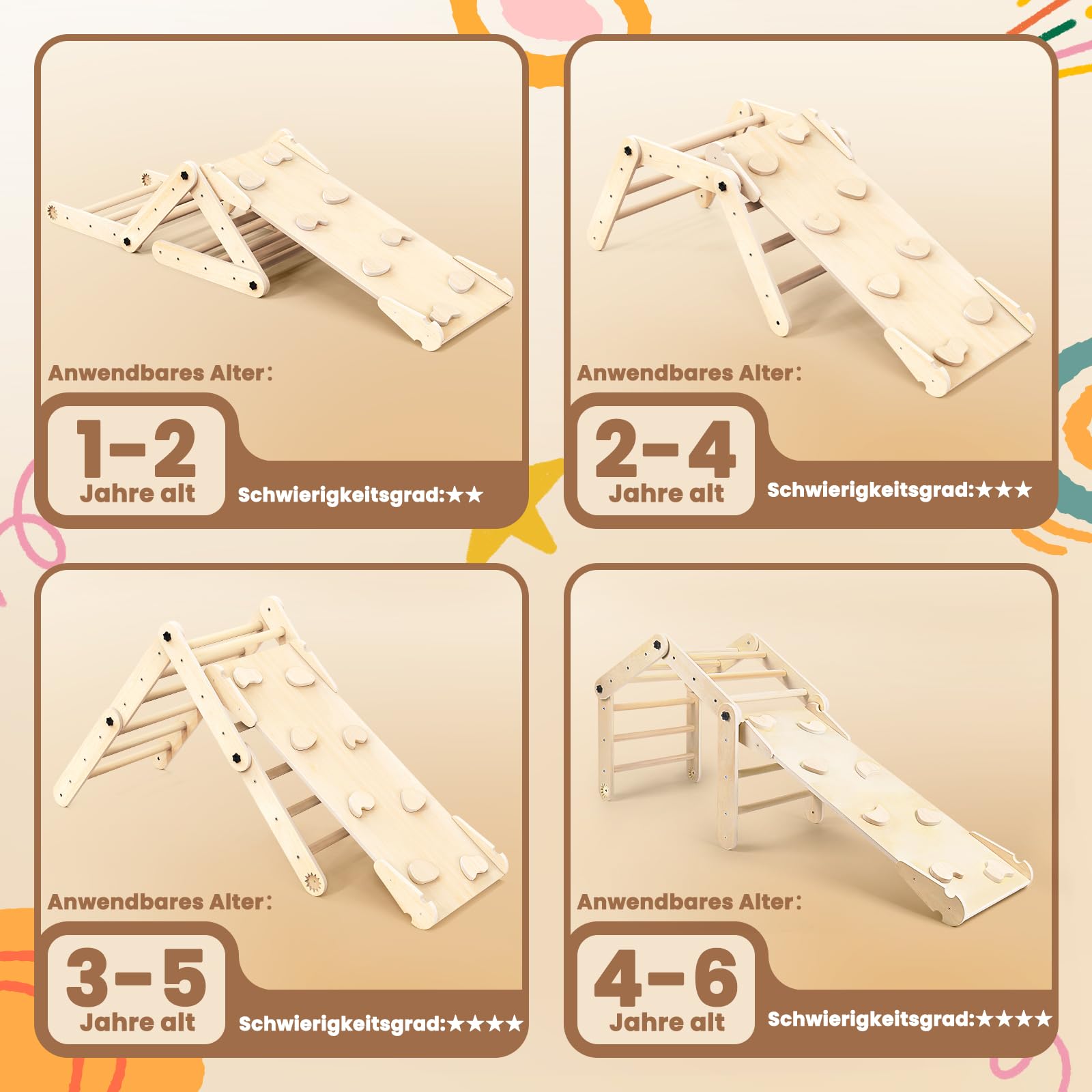 Woodure 7 in 1 Montessori Kletterger st Indoor Set Verformbares Klett woodure-7-in-1-montessori-kletterger-st-indoor-set-verformbares-klett