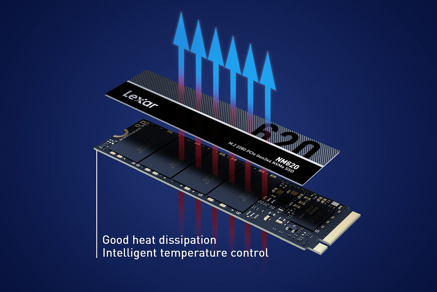 Lexar NM620 2TB SSD, M.2 2280 PCIe Gen3x4 NVMe 1.4 Interne SSD, Bis zu 3500MB/s Lesen, 3000MB/s Schreiben, 3D NAND Flash Interne Solid-State-Laufwerk für PC-Enthusiasten und Gamer (LNM620X002T-RNNNG)