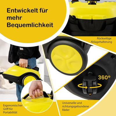 RELAX4LIFE Dampfreiniger, Dampfdruck: 5 bar, Leistung: 2000 W, Flächenleistung: 108 m², Tank: 1,8 L, Aufheizzeit: 8 min., mit Bodenreinigungsset, Düsen, für Teppiche, Boden, Fliese, Fenster, Sofa