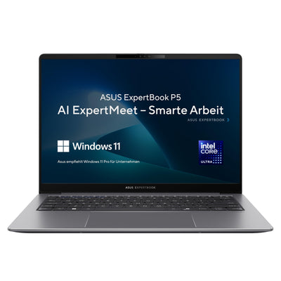 ASUS ExpertBook P5 AI Laptop I 14" WQXGA Touch-Display | Intel® Core™ Ultra 5 226V I 16 GB RAM I 512 GB SSD I Intel® Arc™ 130V I Windows 11 Pro I QWERTZ Tastatur I Misty Grey