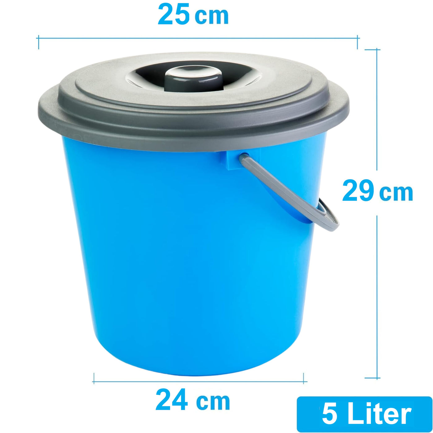 2friends Eimer mit Deckel 5l, 3er Set Putzeimer Haushalteimer Kunststoff Lebensmittelecht, Plastikeimer mit Deckel für Lebensmittel geeignet, 3-farbig Sortiert, Made in EU, Model: Maria