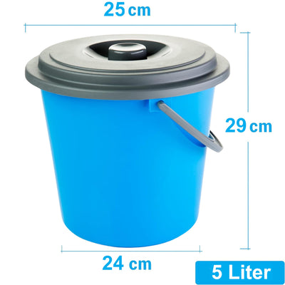 2friends Eimer mit Deckel 5l, 3er Set Putzeimer Haushalteimer Kunststoff Lebensmittelecht, Plastikeimer mit Deckel für Lebensmittel geeignet, 3-farbig Sortiert, Made in EU, Model: Maria