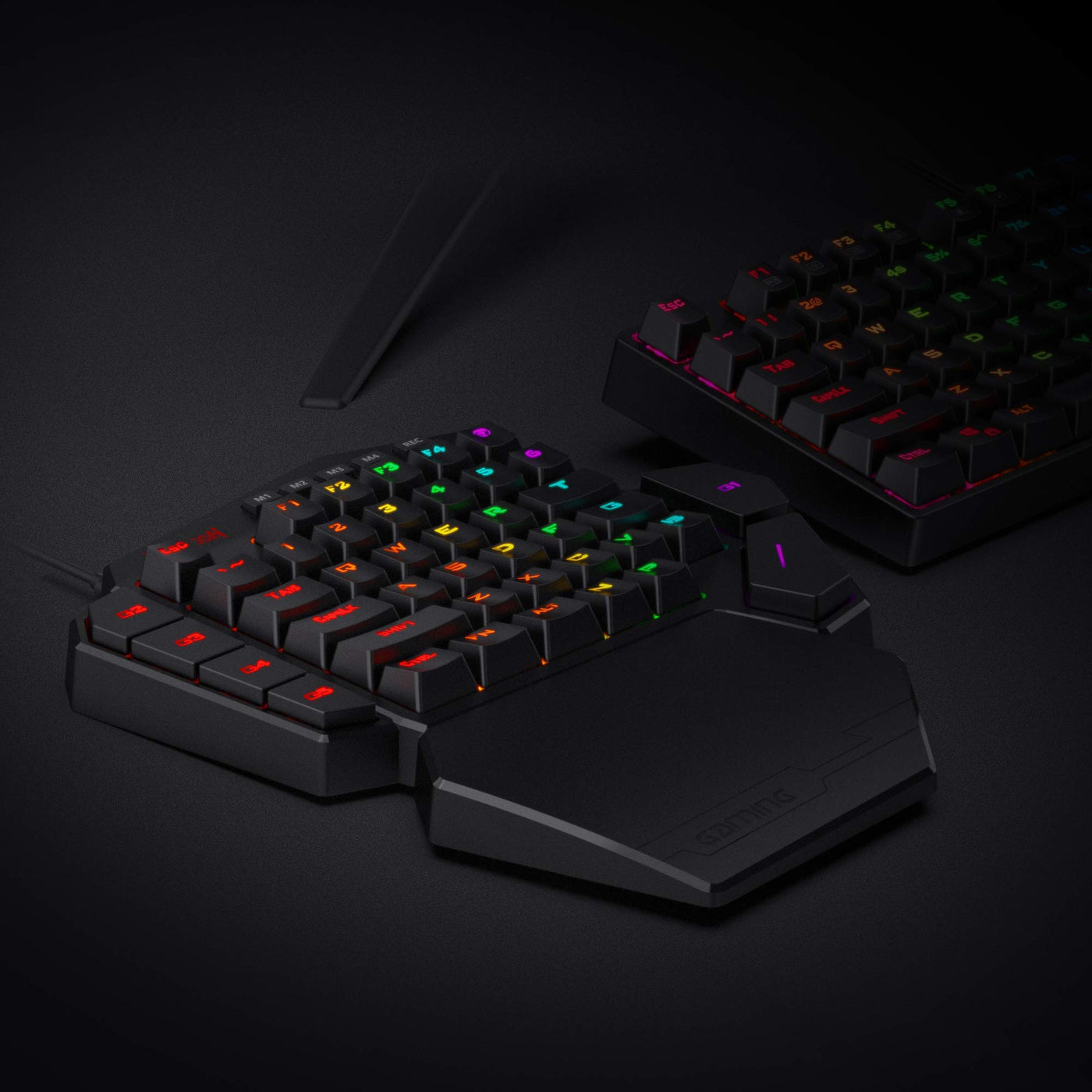 Redragon K585 DITI Einhand RGB Mechanische Gaming-Tastatur, Rote Schalter, Typ-C Professionelle Gaming-Tastatur mit 7 Integrierten Makrotasten, Abnehmbare Handgelenkstütze, 42 Tasten