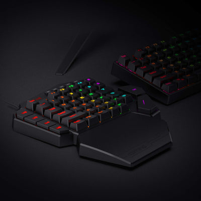 Redragon K585 DITI Einhand RGB Mechanische Gaming-Tastatur, Rote Schalter, Typ-C Professionelle Gaming-Tastatur mit 7 Integrierten Makrotasten, Abnehmbare Handgelenkstütze, 42 Tasten