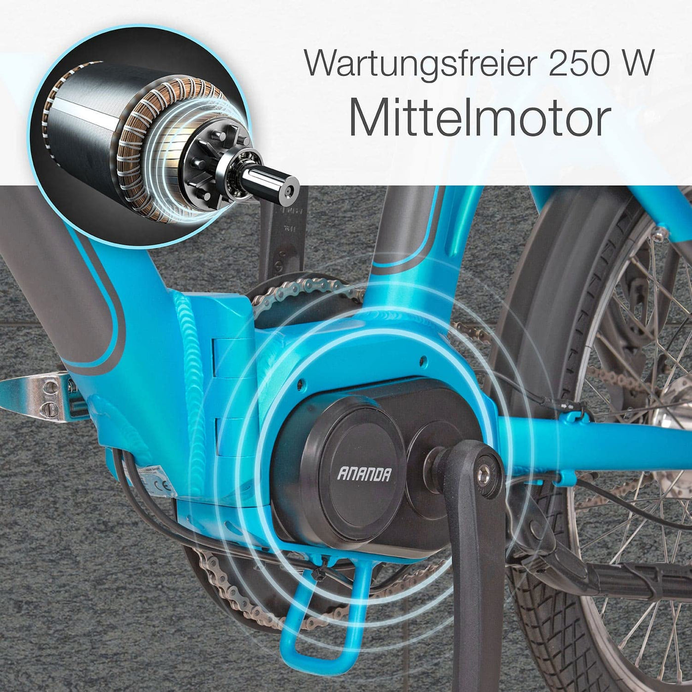 aktivelo E-Bike Klapprad 20 Zoll, Elektrofahrrad klappbar, Faltrad, E Bike Herren, E Bike Damen, 250W Ananda Mittelmotor, 36V/10,4Ah Lithium-Ionen-Akku,7-Gang, Schiebehilfe