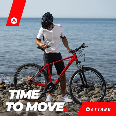ATTABO Herren Fahrrad Alpe 1.0 mit Aluminiumrahmen 19" Ergonomischer Lenker V-Brake Rot Mountainbike mit 29" Rädern mit Zubehör Verstellbarer Sattel 21-Gang Schaltung