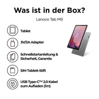 Lenovo Tab M9 Tablet | 9'' HD Touch Display | MediaTek G80 | 4GB RAM | 64GB Speicher | Android 13 | grau