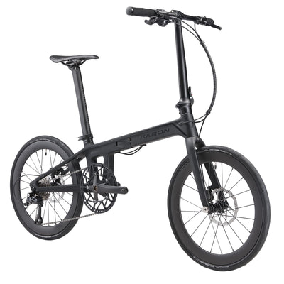 KABON Neues Upgrade Faltrad, 20 Zoll Carbon Fiber Rahmen mit Carbon Laufradsatz 9 Speed Mini City Bike Faltbares Fahrrad für Frauen Erwachsene Männer Ultra-Light (Schwarz)