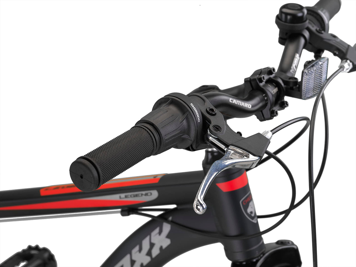 Chillaxx Bike Legend Aluminium 24, 26, 27,5 und 29 Zoll Shimano Mountainbike MTB Fahrrad für Jungen Mädchen Herren und Damen 21 Gang Schaltung Herrenrad Damenrad (26 Zoll, Schwarz-Rot V-Bremse)