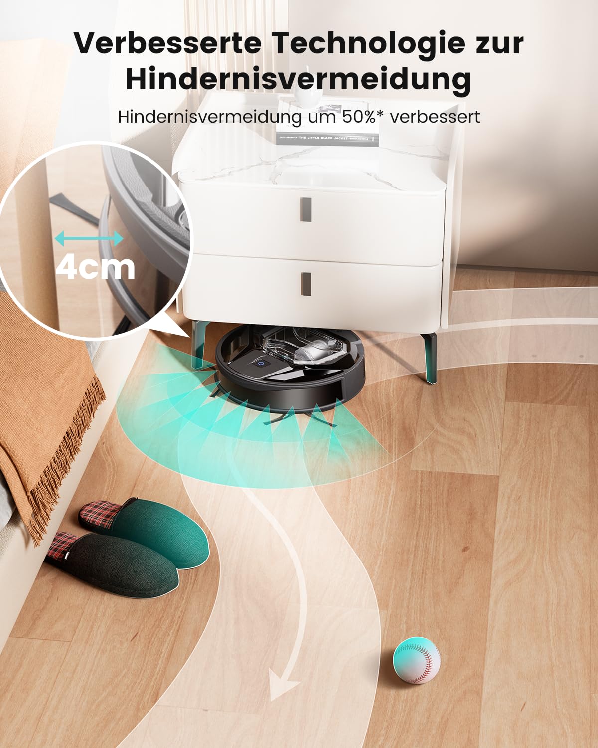 LEFANT M320 Saugroboter mit Wischfunktion 3 in 1, 6.000Pa Staubsauger Roboter mit Präzise-Entfernungs-Navigation, Sichtbar 800ML Staubbehälter, 210Mins, WLAN/App, Ideal für Tierhaare, Teppiche