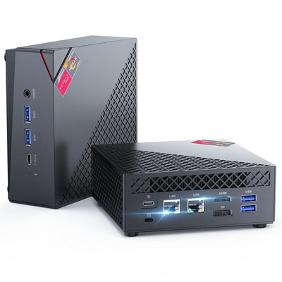 NiPoGi AM06 PRO Mini PC W-11 Pro, АMD Ryzen 7 5825U(8C/16T, bis zu 4,5 GHz), 16GB DDR4 512GB M.2 SSD Mini Desktop Computer WiFi 6, Dual-LAN, DP/HDMI 2.0/Type-C 4K UHD Triple Display für Spiele/Büro.