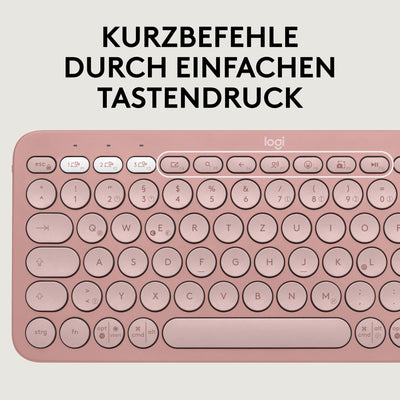 Logitech Pebble 2 Combo, kabellose Tastatur und Maus, leise und mobil, anpassbar, Logi Bolt, Bluetooth, Easy-Switch für Windows, macOS, iPadOS, Chrome - Deutsches QWERTZ-Layout, Rosa