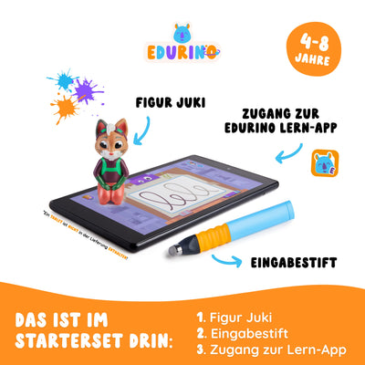 Edurino Starterset Juki Kreativität & Malen ab 4 Jahren inkl. Eingabestift | Innovatives & digitales Lernspiel | Farbenlehre & Malexperimente