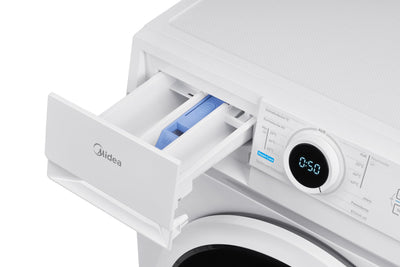 Midea MF10EW70B Waschmaschine / 7kg / 1400 U/Min/EEK A/Inverter Quattro Motor/Dampffunktion/Grosse Trommel/Nachlegefunktion/Kindersicherung/AquaStop, Weiß