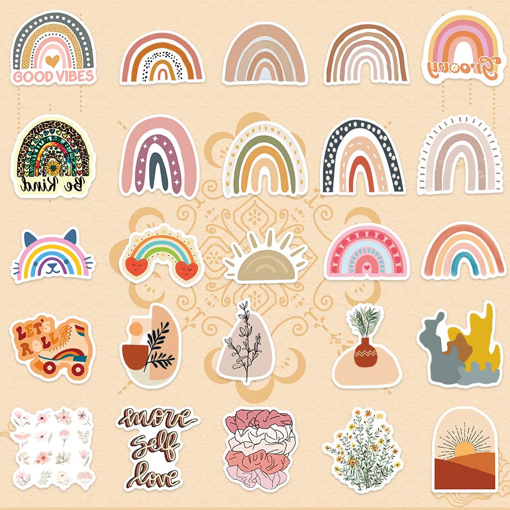 100 PCS Boho Sticker für Laptop, Telefon, Wasserflasche, Skateboard, Koffer, Gitarre, Pad - Niedliche, Ästhetische Vinyl Aufkleber, Wasserdicht, Scrapbook Aufkleber