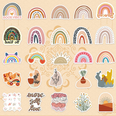 100 PCS Boho Sticker für Laptop, Telefon, Wasserflasche, Skateboard, Koffer, Gitarre, Pad - Niedliche, Ästhetische Vinyl Aufkleber, Wasserdicht, Scrapbook Aufkleber