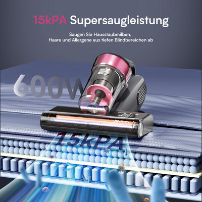 Jimmy BX8 Milbensauger 600W, Milbenstaubsauger für Matratzen mit UV-Licht, 65℃ Heißluft, Staubsensor, Negativ-Ionen-Funktion zur Luftreinigung LED-Bildschirm, Hausstaubmilben Bekämpfen Sauger