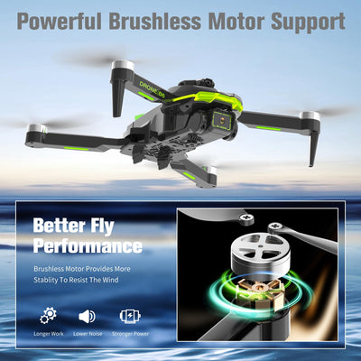 Drohne mit Kamera 4K für Kinder mit Bürstenlose Motor, RC Drone Quadcopter mit WiFi Übertragung, 38 mins Lange Flugzeit, Anfänger Drohne Spielzeug Geschenke für Jungen Mädchen (Green)