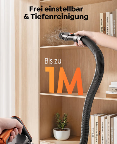 Fieety Akku Staubsauger, 45KPa/550W/60Min Staubsauger Kabellos mit Wandmontierte Ladestation, Aromatherapie, Automatikmodus, Touchscreen, 1M Ausziehbarer Schlauch für Hartböden Teppiche Tierhaare Auto