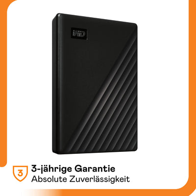 WD My Passport externe Festplatte 2 TB (mobiler Speicher, schlankes Design, herunterladbare Software, automatische Backups, Passwortschutz) Schwarz - auch kompatibel mit PC, Xbox und PS4