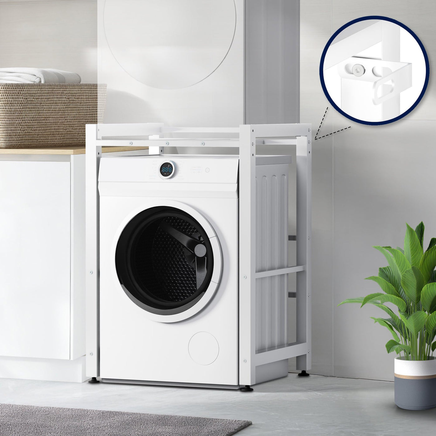 CLP Waschmaschinenregal Medina I Für Bis Zu 2 Haushaltsgeräte I Überbau Aus Stahl, Farbe:weiß