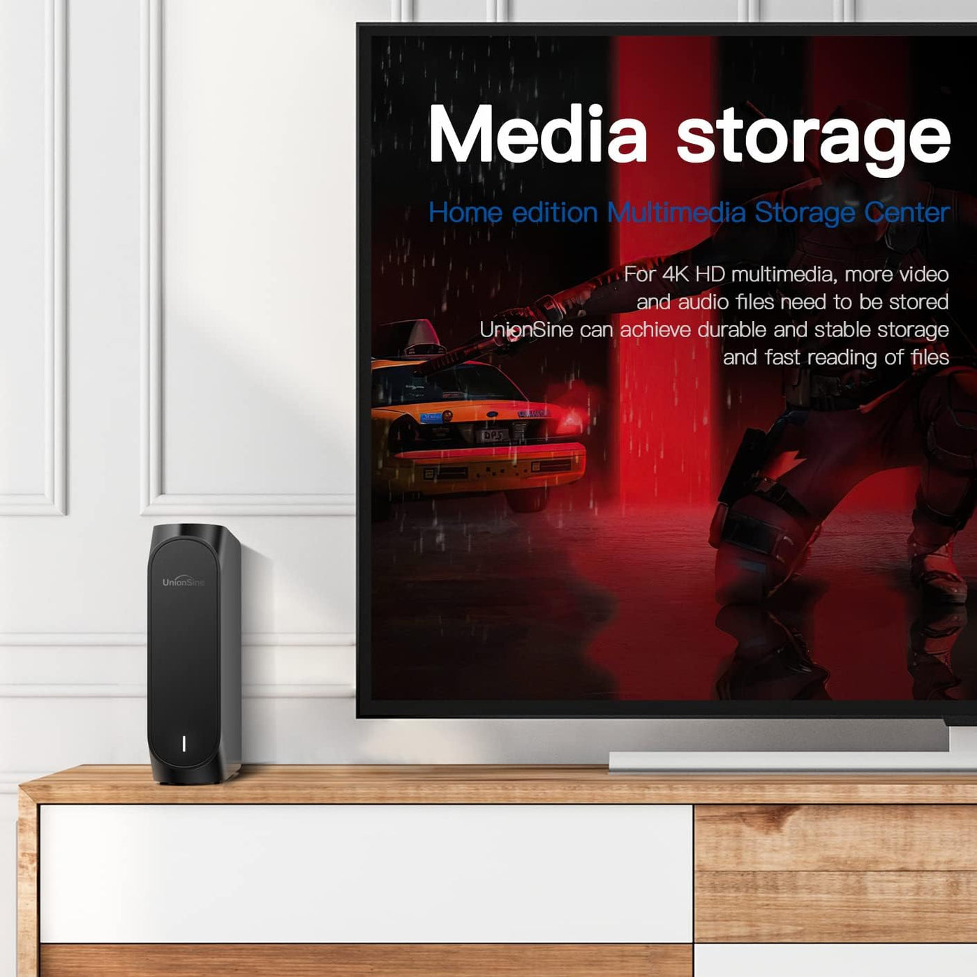 UnionSine 10TB Externe Festplatte, 3,5 Zoll USB 3.0 Backups HDD Tragbarefür für PC, Mac, TV, PS4, Schwarz HD3510