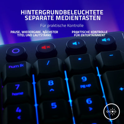 Razer Ornata V3 - Flache Mecha-Membran-Gaming Tastatur (Hybrid Mecha-Membran-Switches, Magnetische Soft-Touch-Handballenauflage) QWERTZ DE-Layout | Schwarz