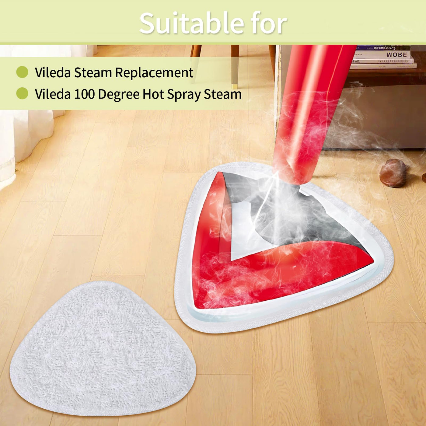6 Ersatzbezug für V Steam Ersatzbezug Dampfreiniger Ersatz Microfaserbezügen V Wischmopp Bodenwischer Spray Steam Tücher Ersatzbezüge Weiß