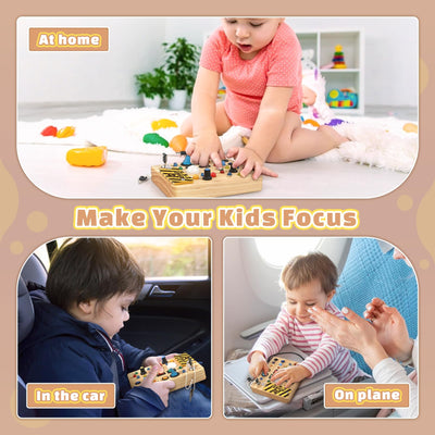 Baby Montessori Busy Board ab 2 Jahr, Motorikspielzeug mit 19 LED, Activity Board Holzspielzeug Lernspielzeug Sensorik Spielzeug, Geschenk Jungen und Mädch ab 2 3 4 Jahr