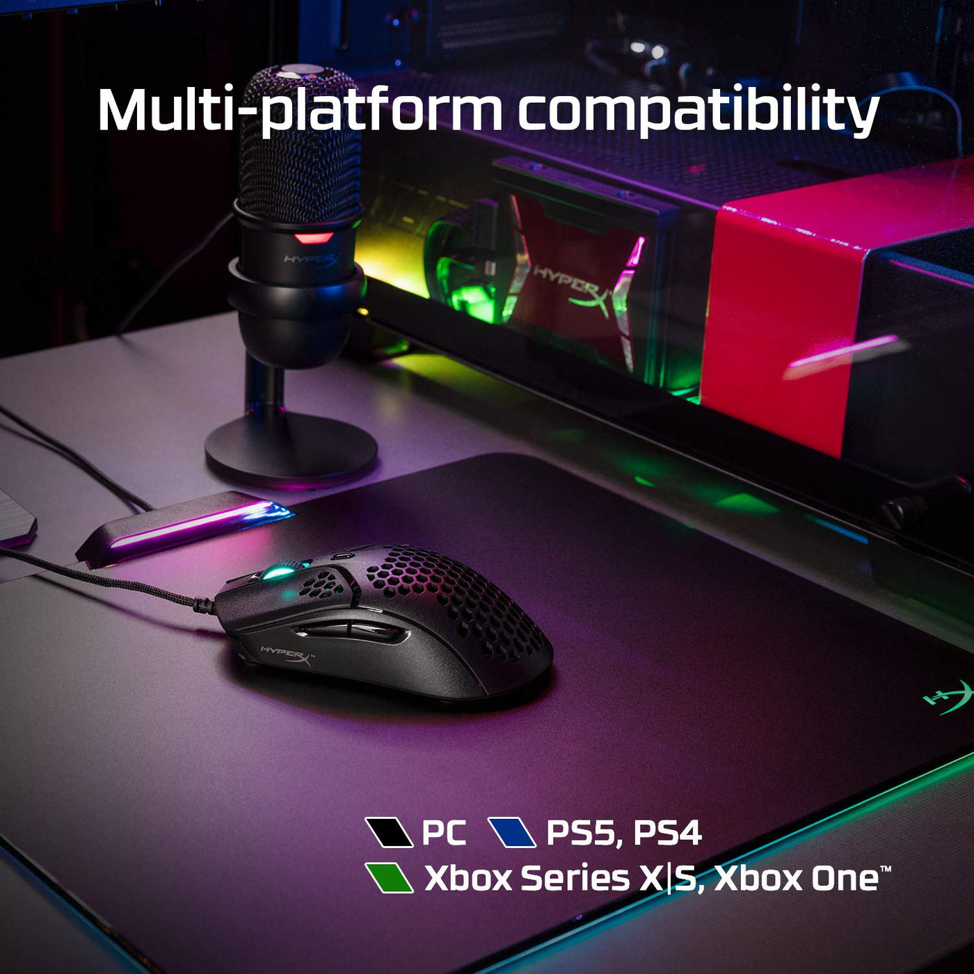 HyperX Pulsefire Haste Gaming-Maus – Ultraleicht, 59g, Wabenschale, Hex-Design, HyperFlex-Kabel, bis zu 16.000 DPI, 6 programmierbare Tasten