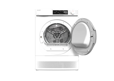 Sharp KD-NCA0S7PW9-DE Kondenstrockner Frontlader, 10 kg, 15 Programme, 29 Min. Kurzprogramm, Schontrommel, LED-Innenbeleuchtung, Kindersicherung, Weiß