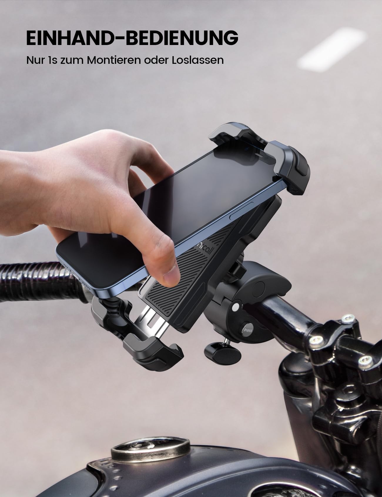Lamicall Handyhalterung Motorrad, Handyhalter Fahrrad - 2025 Universal 360° Lenker Halter für iPhone 17 16 15 14 Pro Max Plus, Air, SE, 13 12 Pro Max Mini, 11 Pro Max, Xs, XR, Samsung S24, Smartphone
