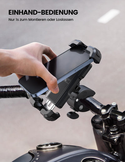 Lamicall Handyhalterung Motorrad, Handyhalter Fahrrad - 2025 Universal 360° Lenker Halter für iPhone 17 16 15 14 Pro Max Plus, Air, SE, 13 12 Pro Max Mini, 11 Pro Max, Xs, XR, Samsung S24, Smartphone
