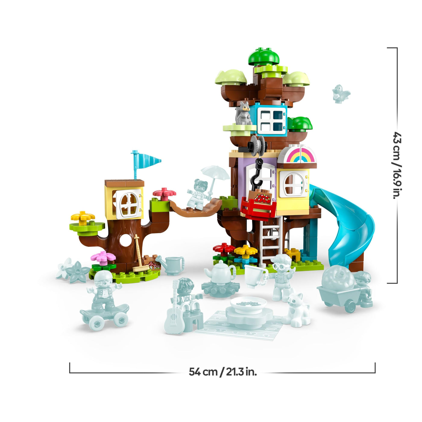 LEGO 10993 DUPLO 3-in-1 Baumhaus Spielzeug für Kleinkinder ab 3 Jahren, Mädchen und Jungen mit 4 Figuren, Tieren, Konstruktionsspielzeug mit Bausteinen und Einer Rutsche, Lernspielzeug