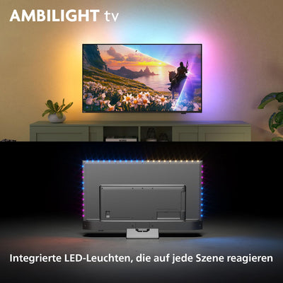 Philips Ambilight 55PUS8600 4K QLED Smart TV - 55 Zoll Display mit P5 Perfect Picture Engine Ultra HD, Titan OS, Dolby Vision und Dolby Atmos Sound
