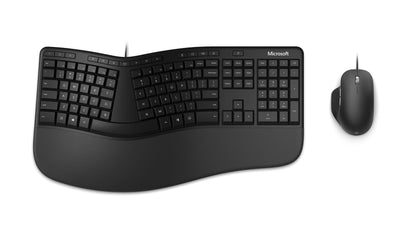Microsoft Ergonomic Desktop (Set mit Maus und Tastatur, deutsches QWERTZ Tastaturlayout, schwarz, ergonomisch, kabelgebunden)