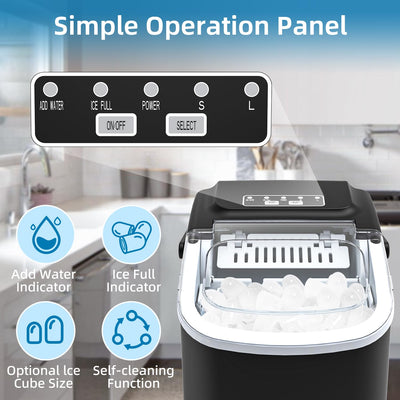 Eiswürfelmaschine Klein, PALINTH Eiswürfelmaschinen, 2 Größen von Bullet Ice Cube Maker, Selbstreinigende Eiswürfelmaschine Crushed Ice mit tragbarem Griff, 9 Eiswürfel in 6 Minuten Eiswürfelbereiter