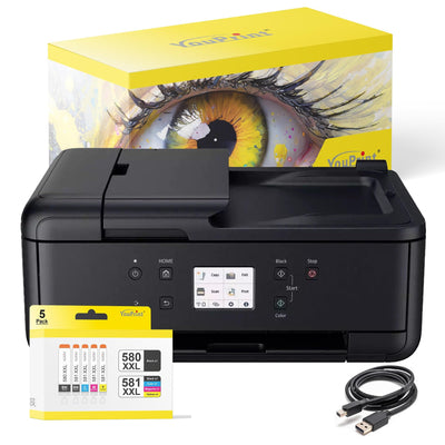 youprint Bundle TR7650 Multifunktionsgerät (Drucker, Scanner, Kopierer) mit 5 XXL Druckerpatronen