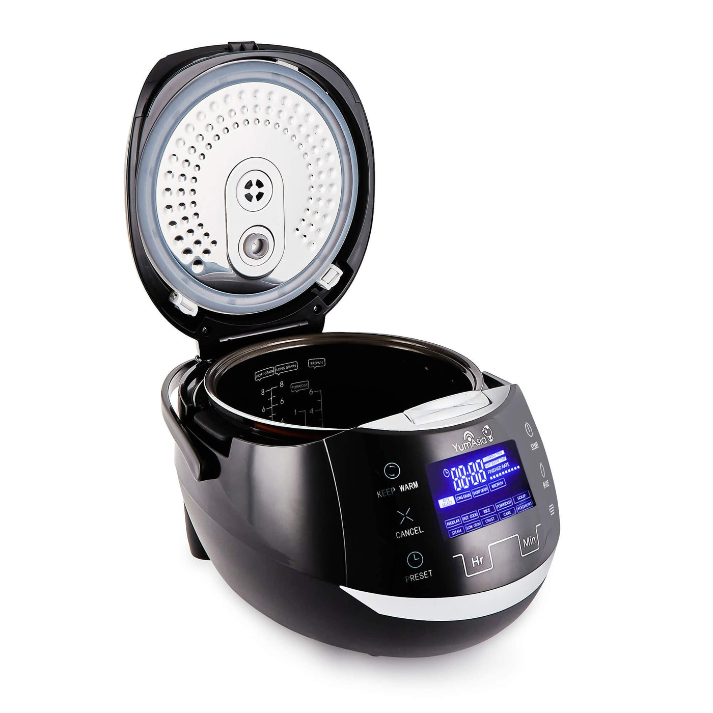 Yum Asia Sakura Reiskocher mit Keramikschale und Advanced Fuzzy Logic (8 Tassen, 1,5 Liter), 6 Reiskochfunktionen, 6 Multikocherfunktionen, Motouch LED-Display, 220-240V EU (schwarz und silber)