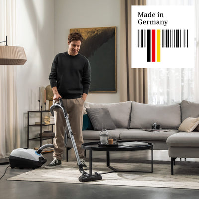 Siemens Staubsauger mit Beutel Z 7.0 VSZ7442S, ideal für Allergiker, Hygiene-Filter Plus, extrem leise, Bodendüse für Parkett, Teppich, Fliesen, langes Kabel, XXL-Polsterdüse, Fugendüse, 650 W, weiß