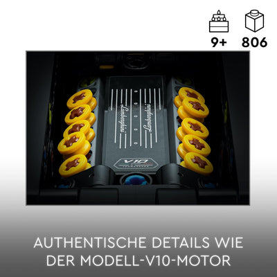 LEGO 42161 Technic Lamborghini Huracán Tecnica Spielzeugauto-Modellbausatz, Rennwagen-Bauset für Kinder, Jungen, Mädchen und Motorsport-Fans, Auto-Geschenk zum Sammeln