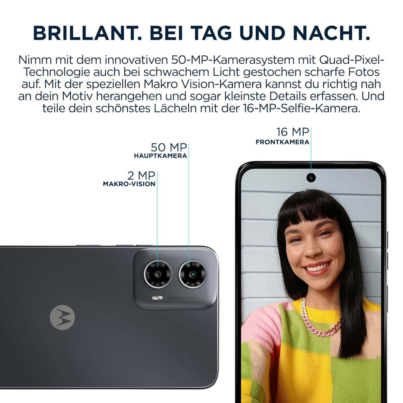 Motorola Moto g34 5G Smartphone (6,53"-HD+-Display, 50-MP-Kamera, 4 GB / 128 GB, 5000 mAh, Android 14) Charcoal Black, inkl. Schutzcover [Exklusiv bei Amazon]