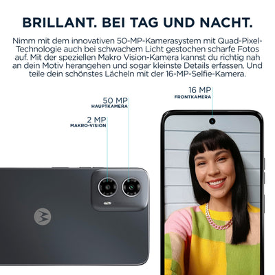 Motorola Moto g34 5G Smartphone (6,53"-HD+-Display, 50-MP-Kamera, 4 GB / 128 GB, 5000 mAh, Android 14) Charcoal Black, inkl. Schutzcover [Exklusiv bei Amazon]