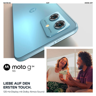 Motorola Mobility Moto g54 5G (6,5"-FHD+-Display, 50-MP-Dual-Kamera, 8/256 GB, 5000 mAh, Android 13) Glacier Blue, inkl. Schutzcover [Exklusiv bei Amazon]